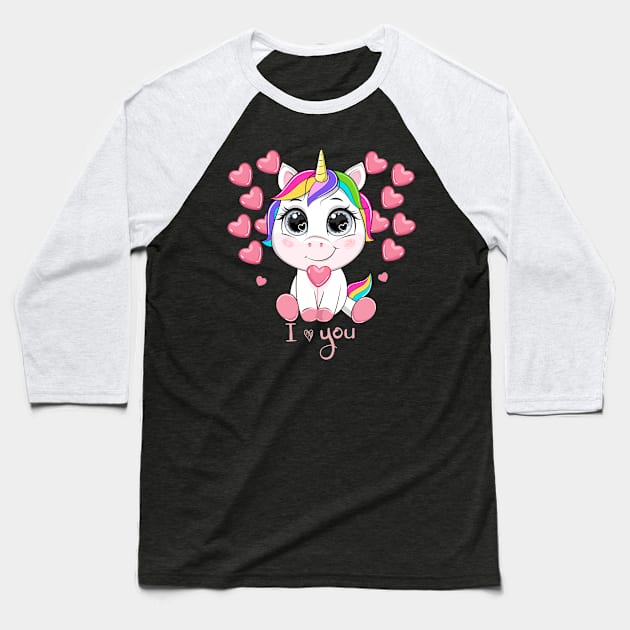 unicorn valentines day Baseball T-Shirt by hadlamcom